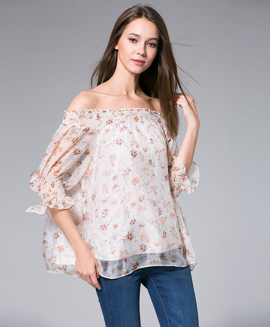 Tops - Flowers Printed silk georgette top